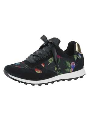 Sneaker mit Blumenstickerei schwarz-bunt